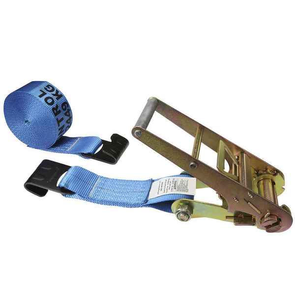 Us Cargo Control 3" x 20' Blue Ratchet Strap w/ Flat Hooks 7520FH-BLU